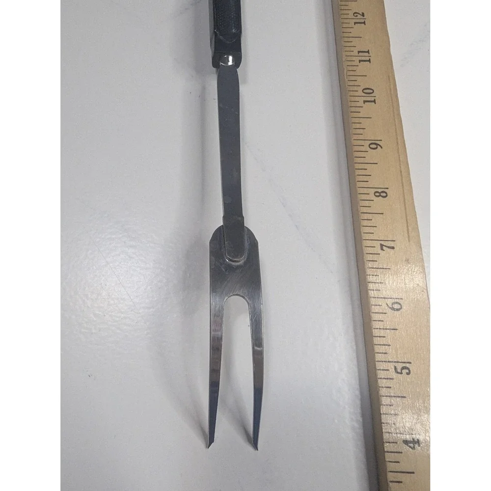 Vintage EKCO USA Meat Carving Fork Stainless Steel Black Handle 12.5 Inch